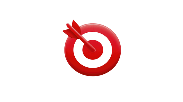 Red target with dart in center symbolizing accuracy focus and achievement isolated on transparent background ideal for business goal setting and success concepts png