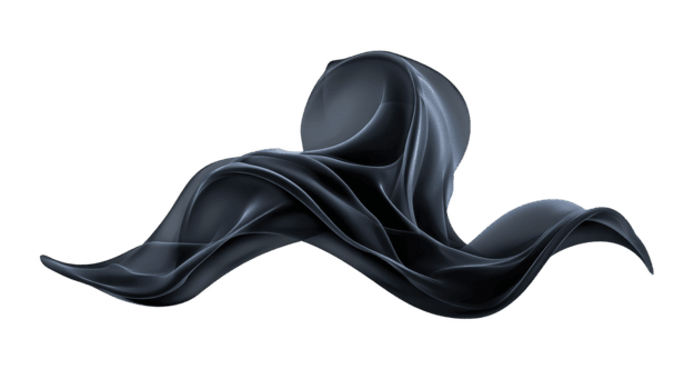 astratto nero onda scultura liscio fluente forma moderno arte lucido superficie dinamico movimento isolato su trasparente sfondo futuristico design elegante e creativo modulo png