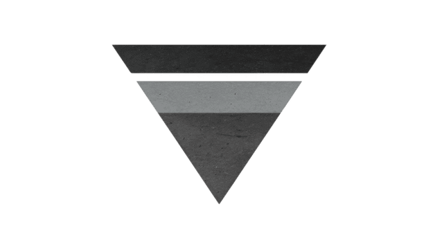 Black gray geometric triangle, minimalist abstract design, modern style, textured stone effect, simple shape, isolated on transparency background, calm and balanced visual composition png