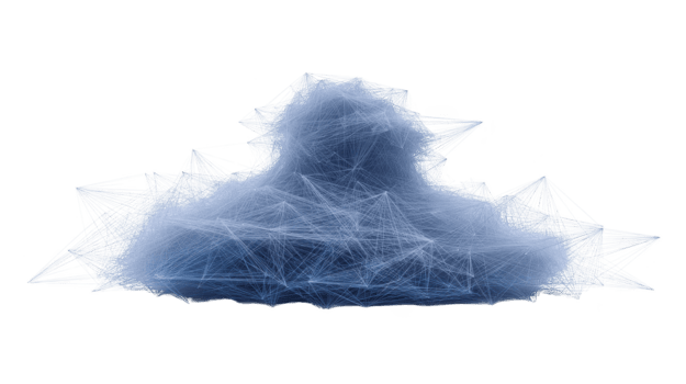 abstract blauw wolk vorm gevormd door kruisende lijnen, digitaal netwerk concept, modern technologie, gegevens visualisatie, creatief ontwerp, futuristisch, geïsoleerd Aan transparantie achtergrond png