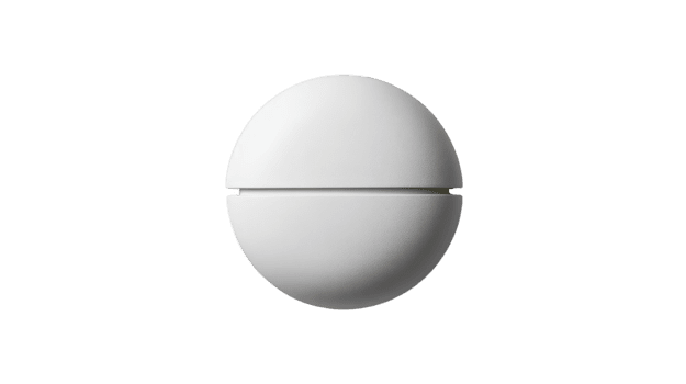 Minimalist white sphere with horizontal split, modern geometric shape, isolated on transparent background, clean and simple design, abstract, futuristic, calm and balanced png