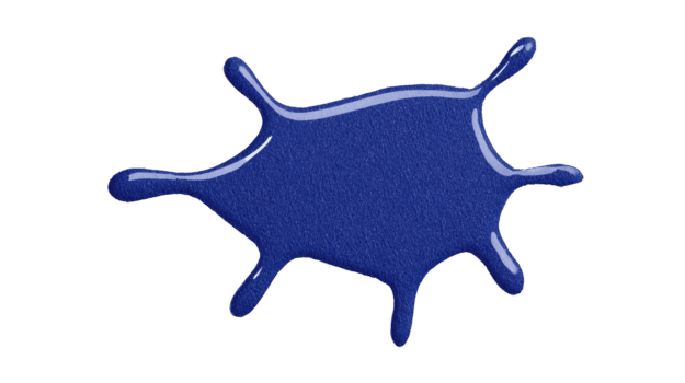 Blue paint splash isolated on transparent background, glossy texture, abstract shape, creative art element, vibrant color, suitable for design, playful and energetic mood png