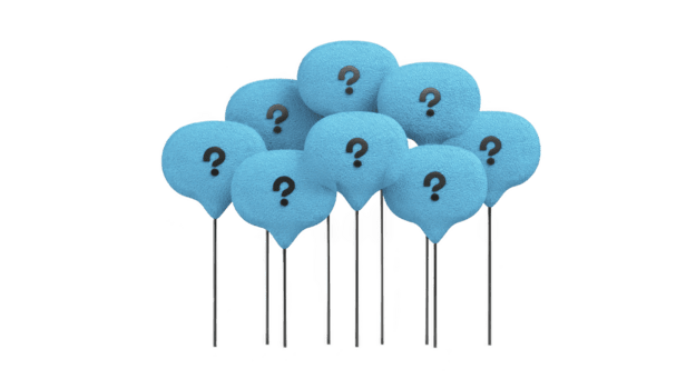 Blau Rede Blase geformt Zeichen mit Frage Zeichen, vereinbart worden im Gruppe, isoliert auf transparent Hintergrund, symbolisieren Neugier, Anfrage, und Kommunikation im spielerisch, kreativ Stil png