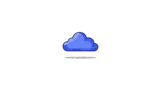 Blue cloud icon with hand drawn sketch style, isolated on transparency background, symbolizing cloud storage, data, and technology, with playful and creative feel png