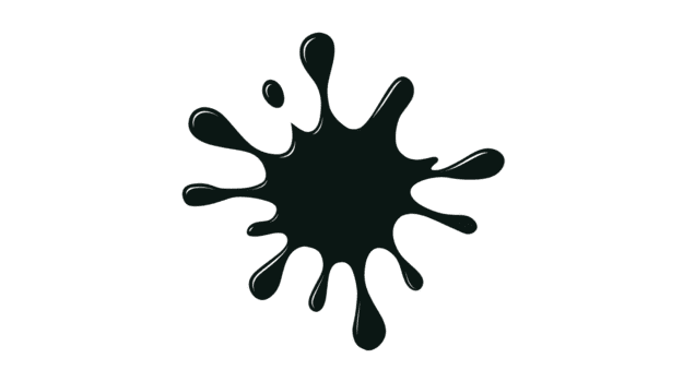 Black ink splatter with irregular shape abstract paint stain isolated on transparent background creative artistic element messy splash expressive bold dynamic modern design png