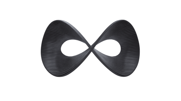 abstrato Preto infinidade símbolo com suave curvado linhas, moderno mínimo projeto, isolado em transparente fundo, adequado para tecnologia, Ciência, ou criativo conceitos png