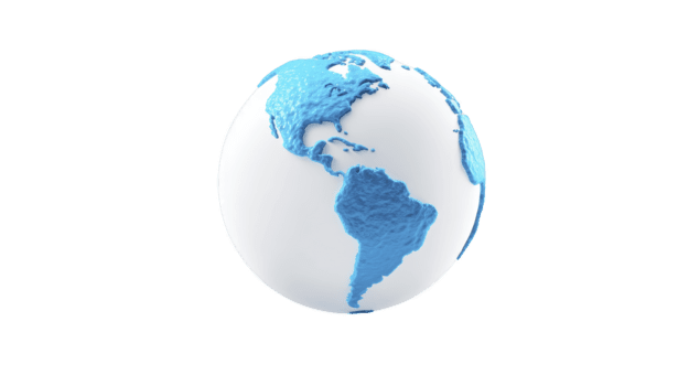 blu e bianca globo mostrando nord e Sud America, 3d interpretazione con liscio e strutturato superficie, isolato su trasparente sfondo, moderno e pulito design png