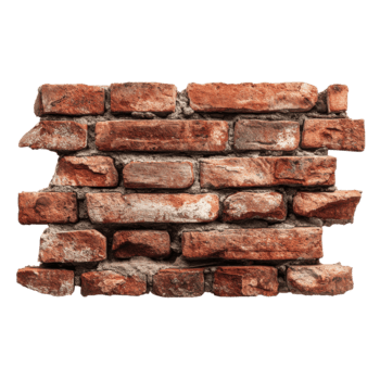 rustique rouge briques sont empilés fermement à créer une texturé mur avec visible imperfections et variations dans couleur. png