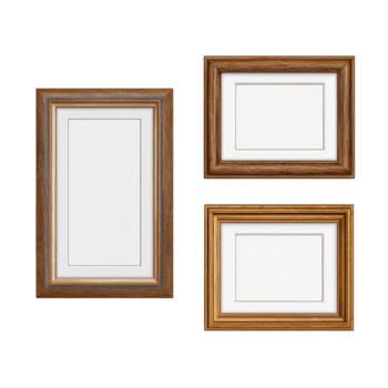 tre vuoto immagine montatura di vario stili e colori siamo visualizzato contro un' bianca sfondo, pronto per opera d'arte. png