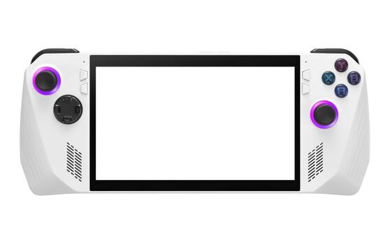 white modern portable gaming machine mockup isolated white background photo