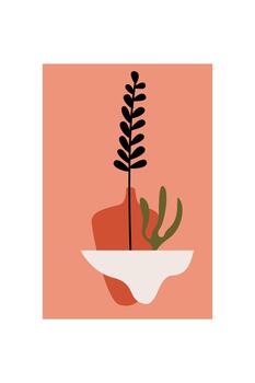 Modern Boho Illustration of Botanical Shapes and Vases vector