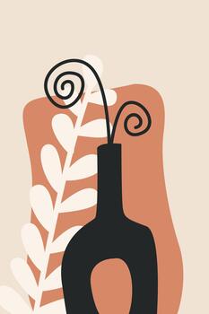 resumen boho florero diseño con limpiar botánico formas vector