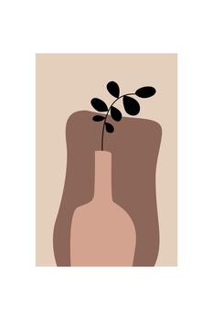 Boho Botanical Wall Art with Abstract Vase Elements vector