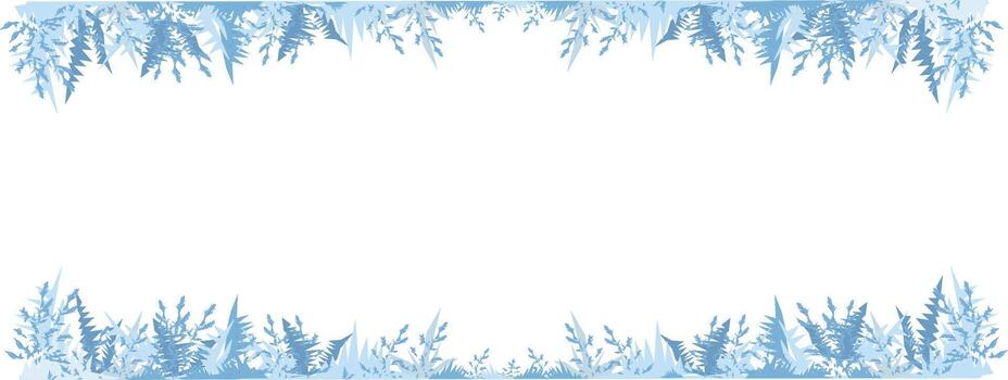 Glacial Frost and snow. Frosty cold background. Isolated on a white background. Horizontal border divider. vector