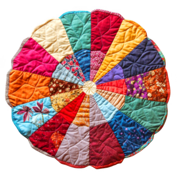 colorato patchwork design con vario modelli e textures irradia a partire dal il centro su trasparente sfondo png