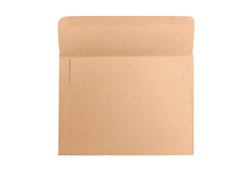 Open empty textured craft paper envelope mock up a isolated transparent background, for your ready message communication png