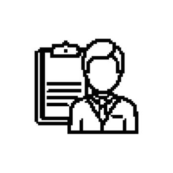 Business pixelated icon with document symbol representing professional task management design vector