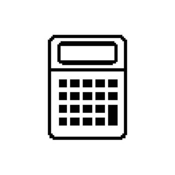 Calculator outline design in pixel art style representing accounting finance or mathematical device vector