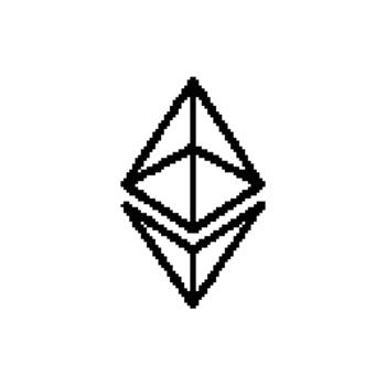 Ethereum pixelated icon representing cryptocurrency blockchain technology and digital finance in 8 bit vector