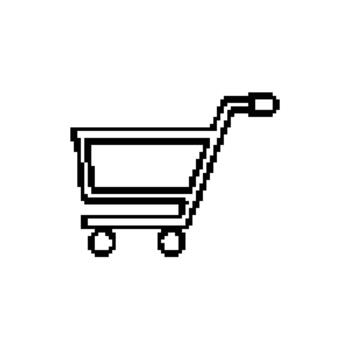 Shopping cart in pixel style illustration of cart pixel graphics for web design business vector