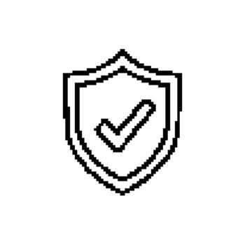 Shield checkmark showing security protection safety and assurance verification concept approved quality icon vector