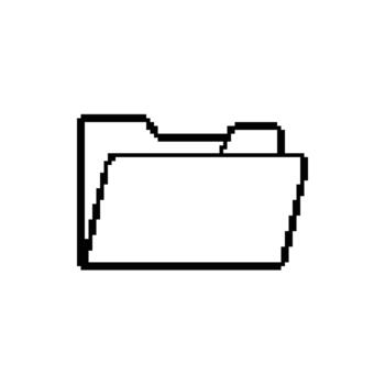 Pixelated folder icon representing file organization and computer data storage management system vector