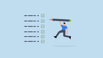 completar tarea obtener trabajo hecho - completar tarea obtener trabajo hecho, 4k animación alegre empresario saltando enérgicamente después refinamiento asignaciones video