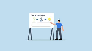 Problem solving skill - Problem solving skill, 4k animation Entrepreneur demonstrates issue resolution process on whiteboard. video