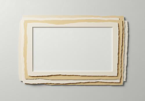 Elegant layered paper composition with a clean central rectangular space, perfect for creative design display on a subtle background photo