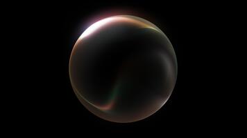 Soft iridescent light orb with muted teal amber and white gradients, smooth flowing contours and fine dotted texture forming an abstract fluid energy shape on a deep black background, looping video