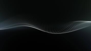 svart bakgrund av ett isolerat vit Vinka. filmiska glöd och blå digital vågor. abstrakt Vinka av lutning partiklar strömma mjukt med mjuk mörk grön ljus och bokeh. teknologi, teknik, video