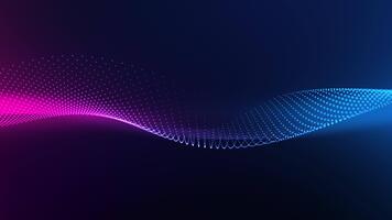Abstract pink and blue gradient space waves in seamless motion. Blue and pink waves with a cinematic gradient glow. Wave of particles and dots on a gradient background. Technological background, video