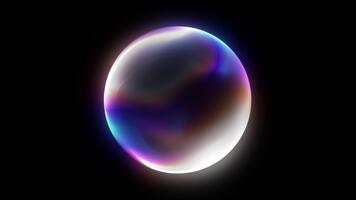 lysande regnbågsskimrande vit och Flerfärgad holografiska sfär med slät strömmande gradienter, subtil prickad ljus textur och mjuk lysande konturer formning ett abstrakt trogen energi objekt på en djup video