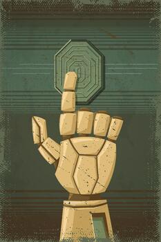 Robotic hand pointing at a shape vector