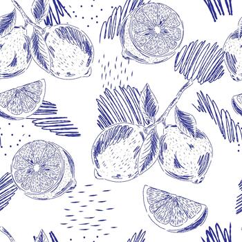 un sin costura patrón.. con naranjas y hojas vector