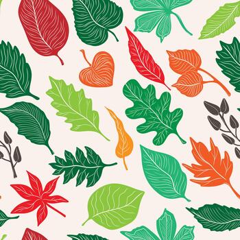 a seamless pattern.. with colorful leaves vector