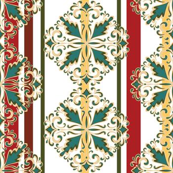 a pattern with a red, green and yellow design vector