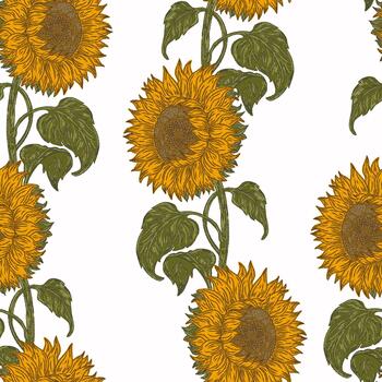 sunflower fabric by custom fabric vector