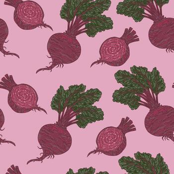 a pattern with beets on pink background vector