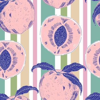 un sin costura modelo con duraznos en eso vector