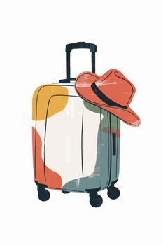 A vibrant suitcase with abstract patterns vector