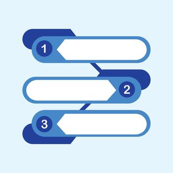 Three-step infographic layout with blue arrow labels, ideal for workflow, presentation, business planning, and process explanation. vector