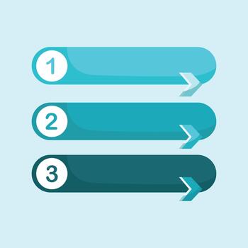 tres pasos infografía etiquetas con flecha formas en azul tonos, ideal para flujo de trabajo diagramas, presentación diseños, y negocio proceso efectos visuales vector