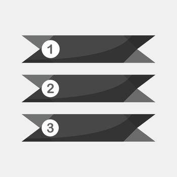 Minimalist three-step infographic labels in black tones, perfect for business workflow, process explanation, and presentation design. vector