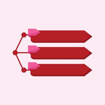 Three-step red infographic labels with connected nodes, suitable for workflow planning, process explanation, and business presentations. vector