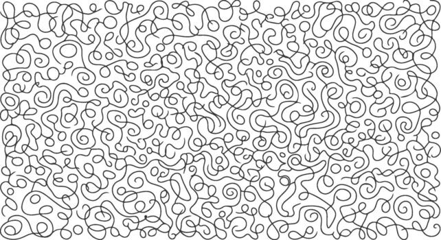 An abstract and intricate continuous line pattern, a black and white illustration with endless swirling lines creating a dynamic and organic design vector