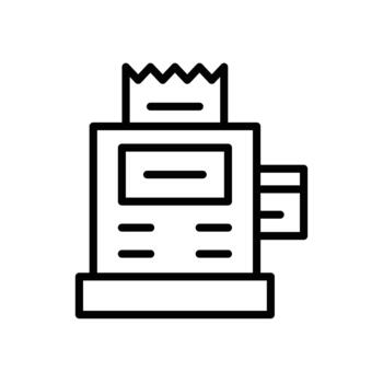 un sencillo contorno de un efectivo Registrarse con un recibo y botones. vector