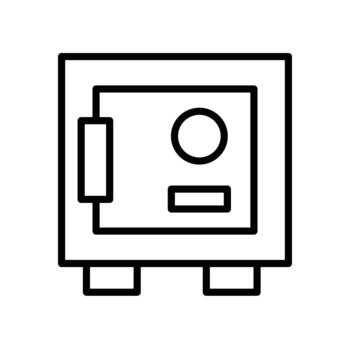 un sencillo línea dibujo de un seguro, representando seguridad y almacenamiento para valores. vector