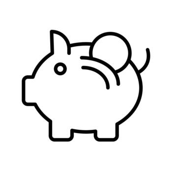 un sencillo línea dibujo de un cerdito banco con un moneda siendo insertado. vector