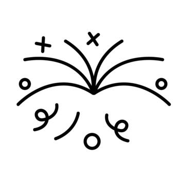 un sencillo línea dibujo de un Fuegos artificiales muy lleno con chispas y circular elementos alrededor él. vector